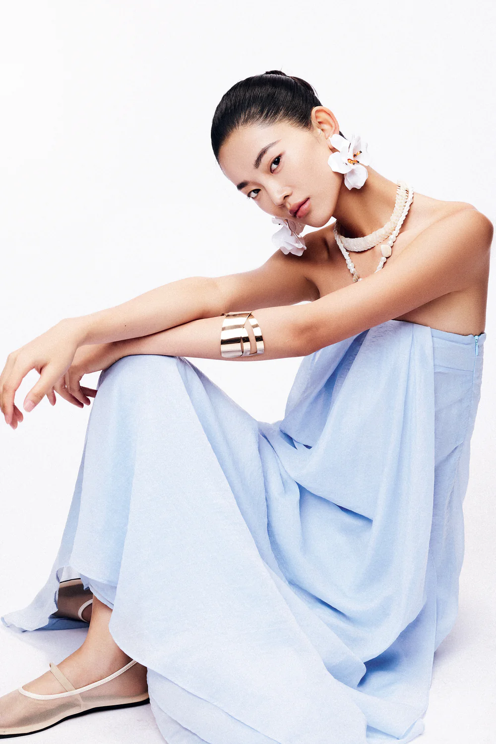 Alexa A-line Draped Chiffon Maxi Dress