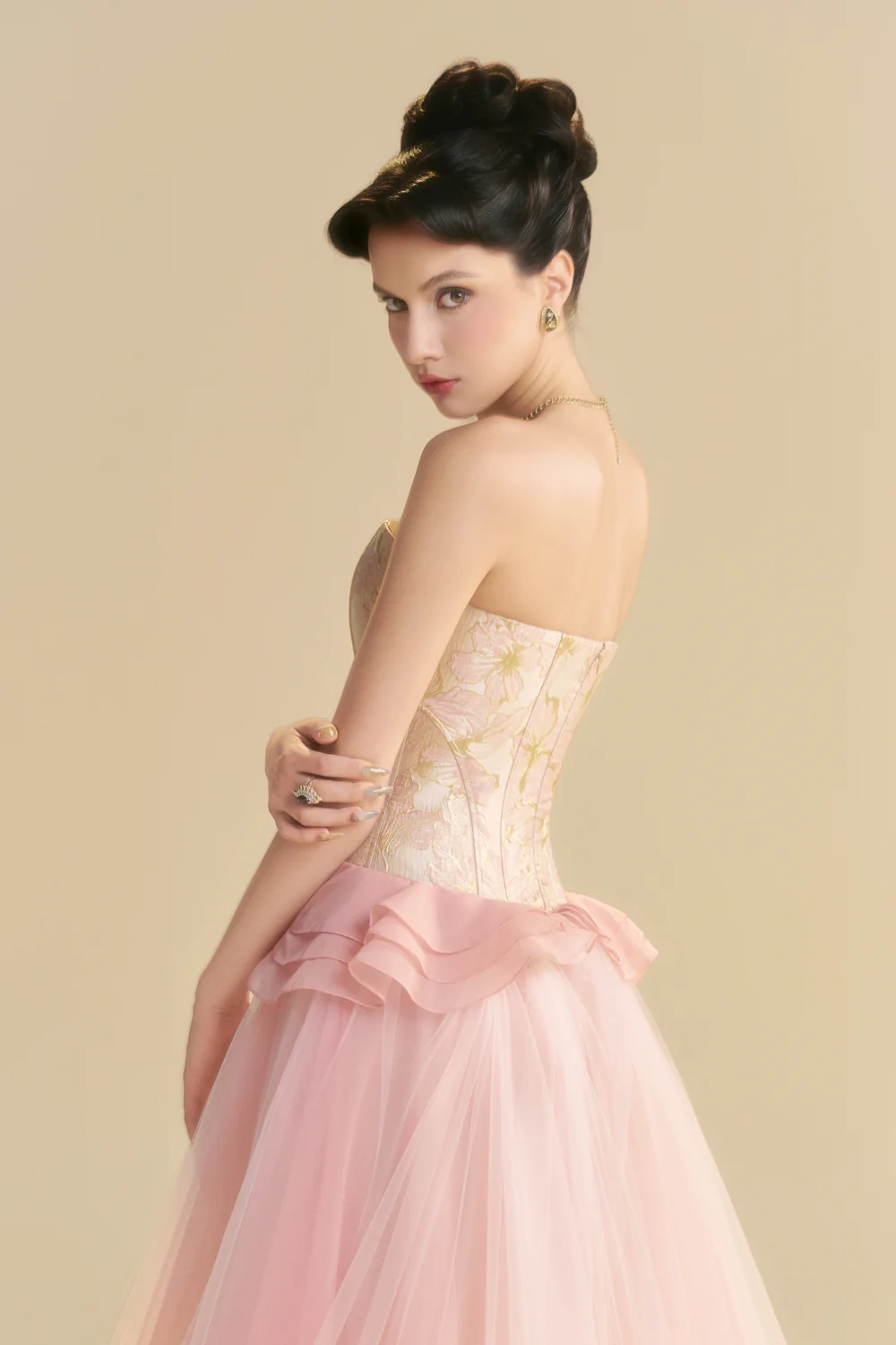 Floriade Straight Across Neck Ruffle Maxi Dress