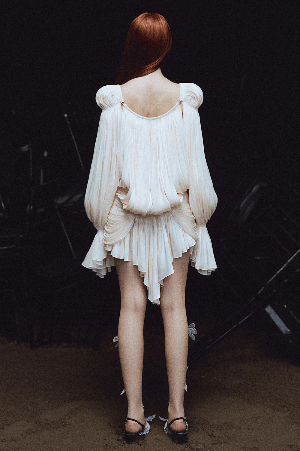 Arcadia Blouson Draped Mini Dress