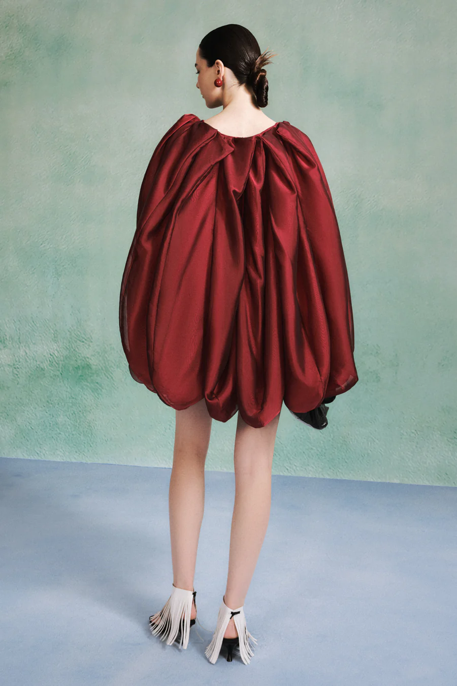 Maia Bubble Gathered Organza Mini Dress