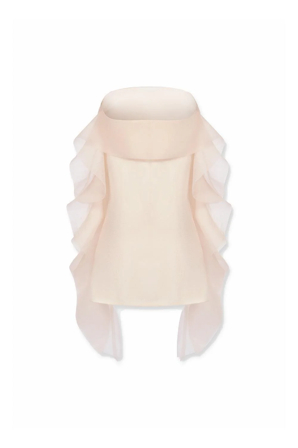Ellie Strapless Extended Flap Crinkle Organza Mini Dress