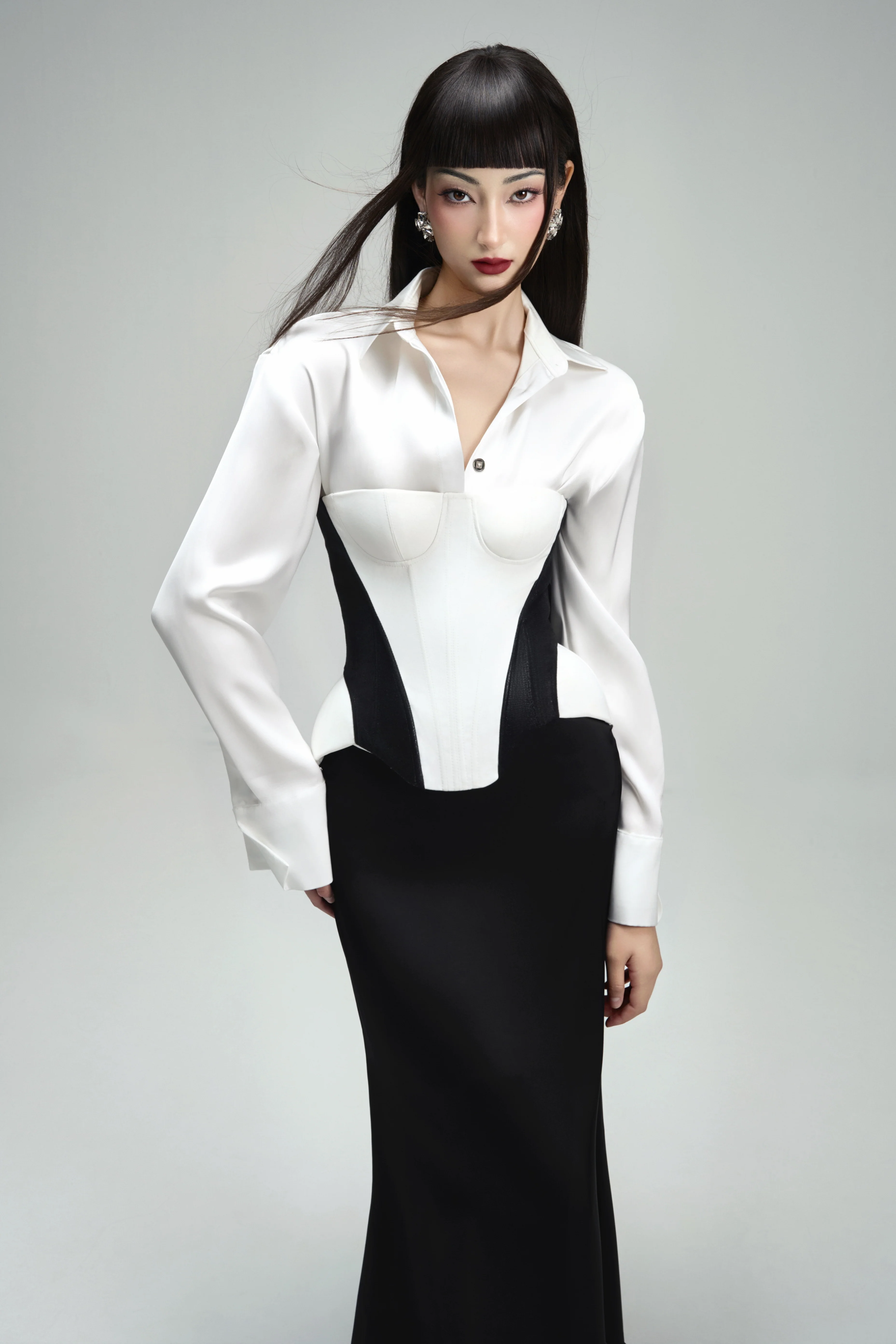 Kim A-line Plain Silk Maxi Skirt