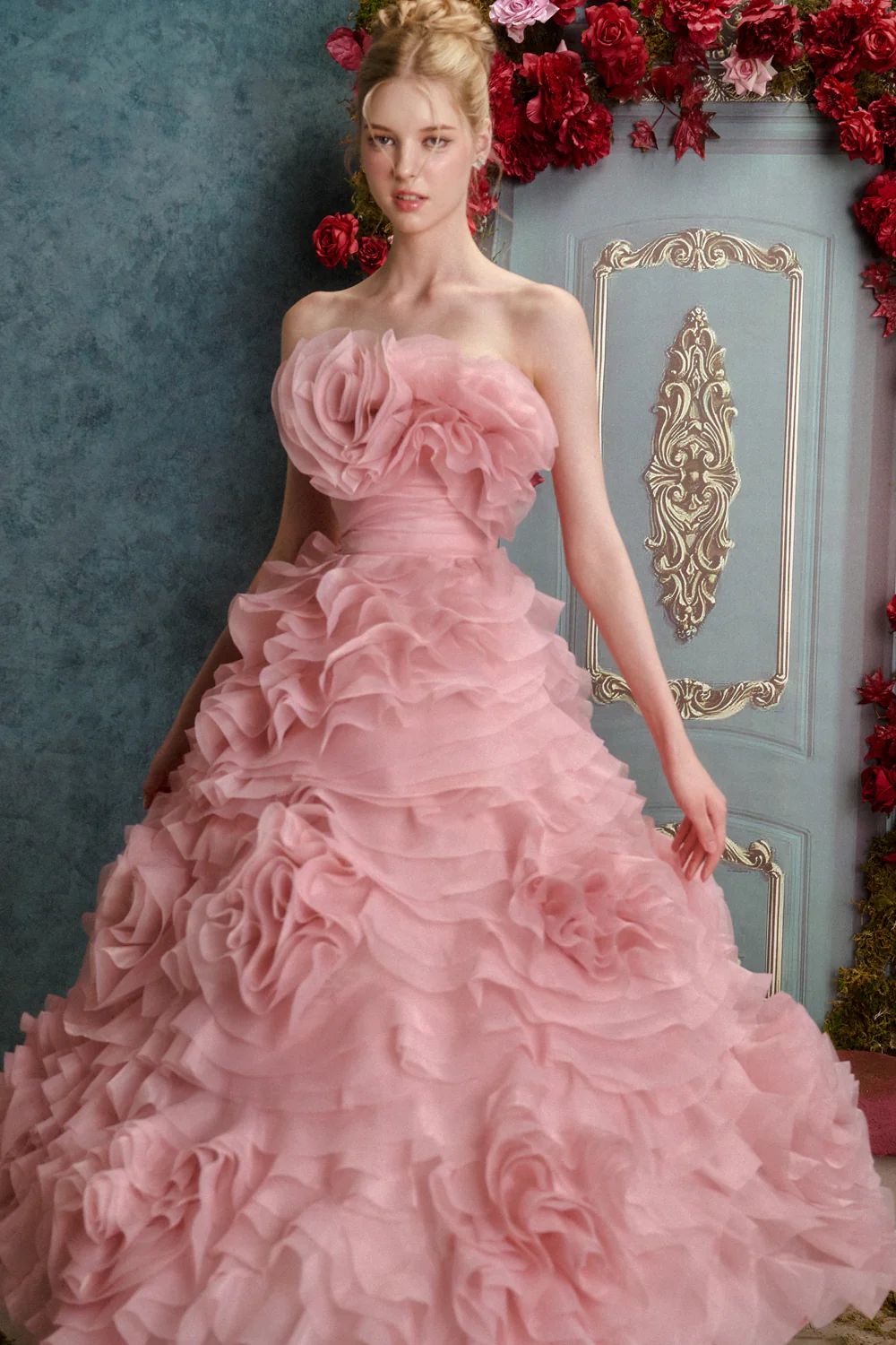 Rosie Ball Gown Ruffle Layer Organza Floor Length Dress