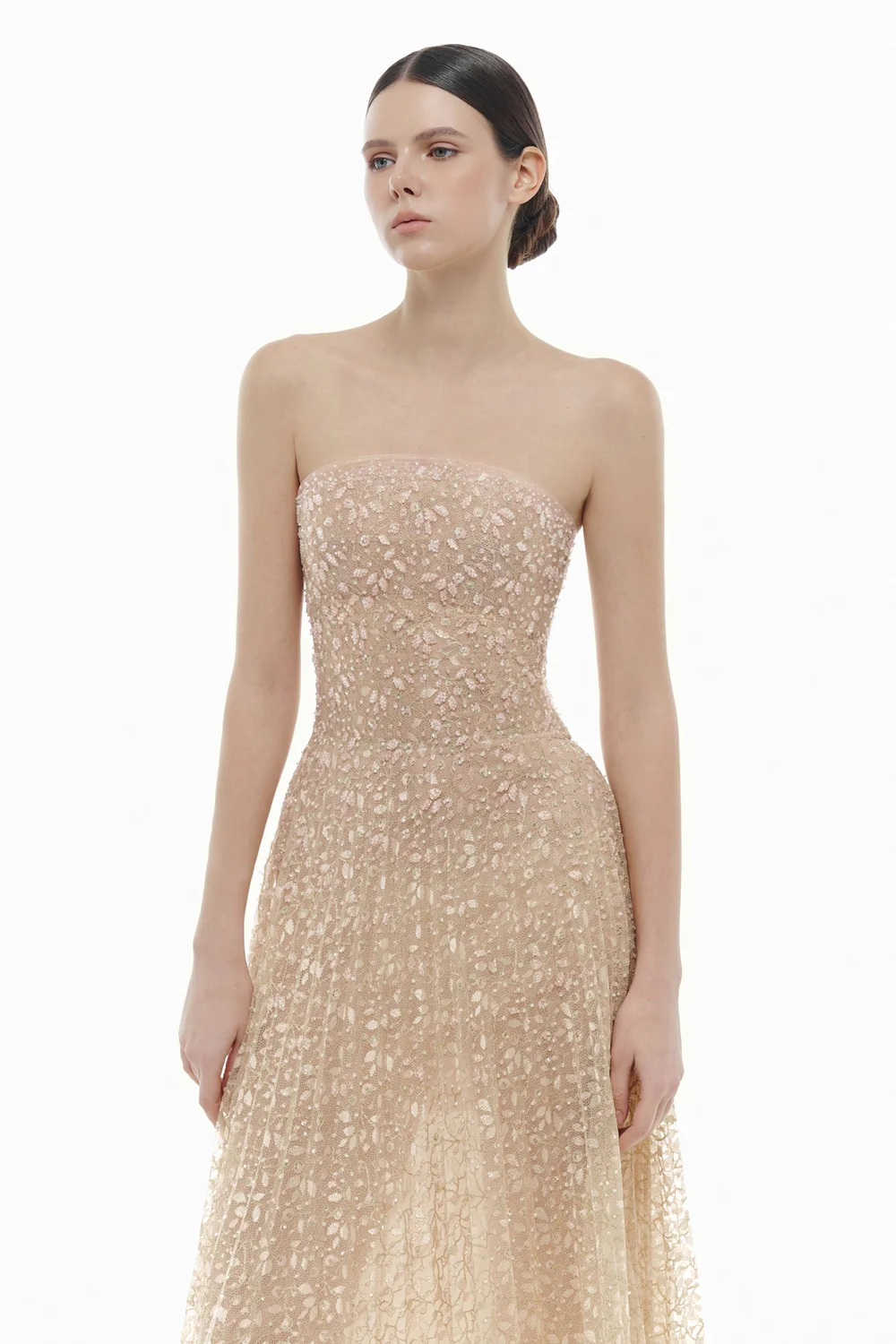 Noémie Straight Across Neck Bead Maxi Dress