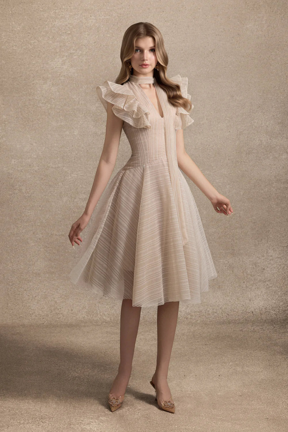 Seraphine Scarf Draped Knee Length Dress