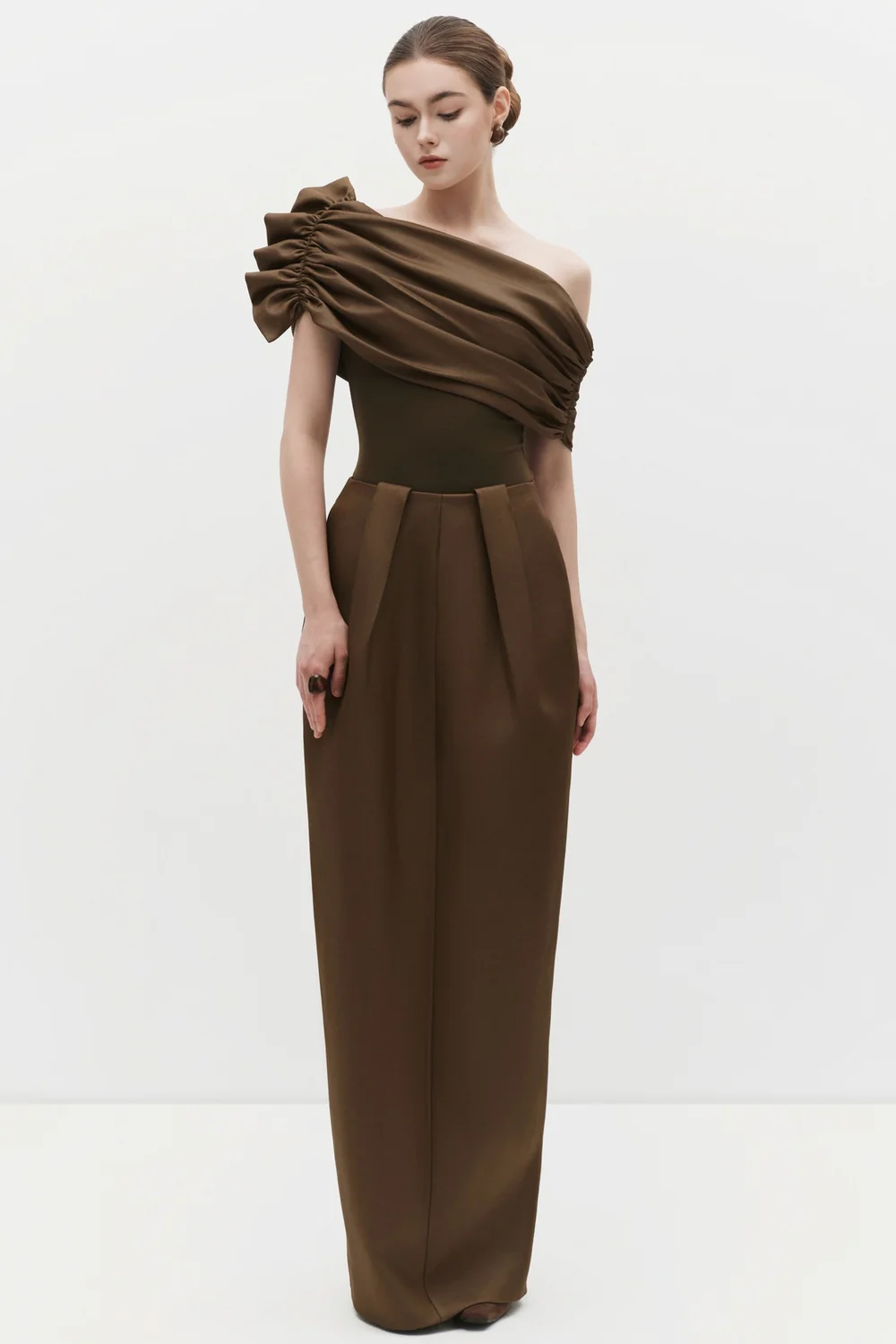 Alida Asymmetric Neck Gathering Bodysuit