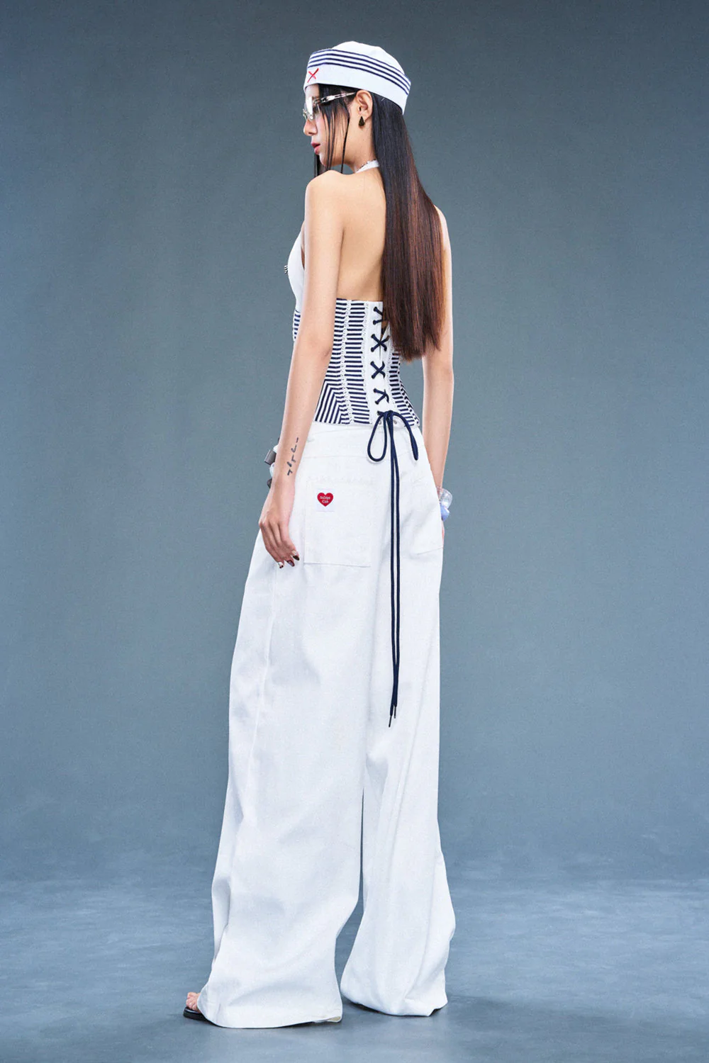 Sailor Halter Neck Ribbon Top