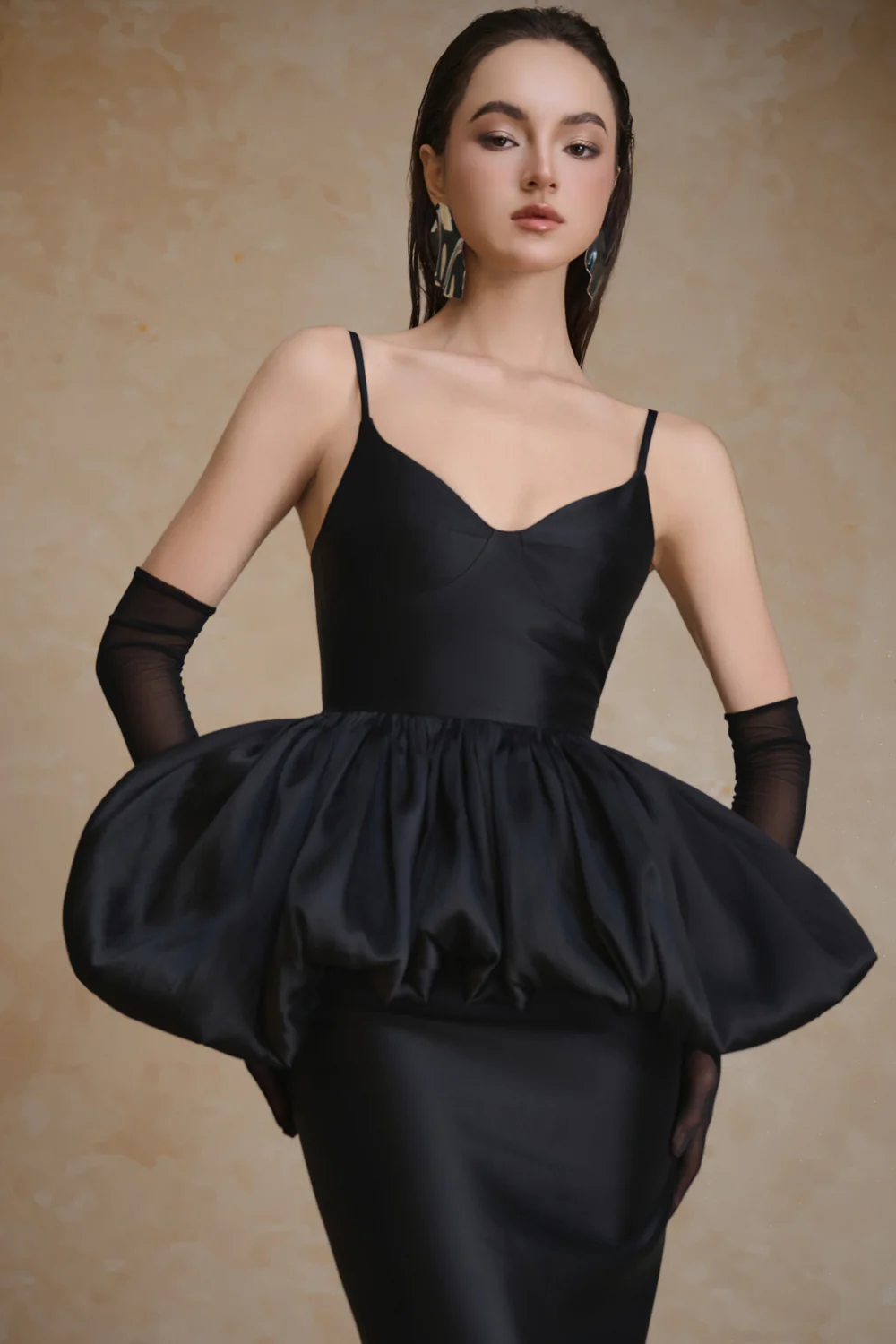 Lullaby Peplum Gathering Maxi Dress