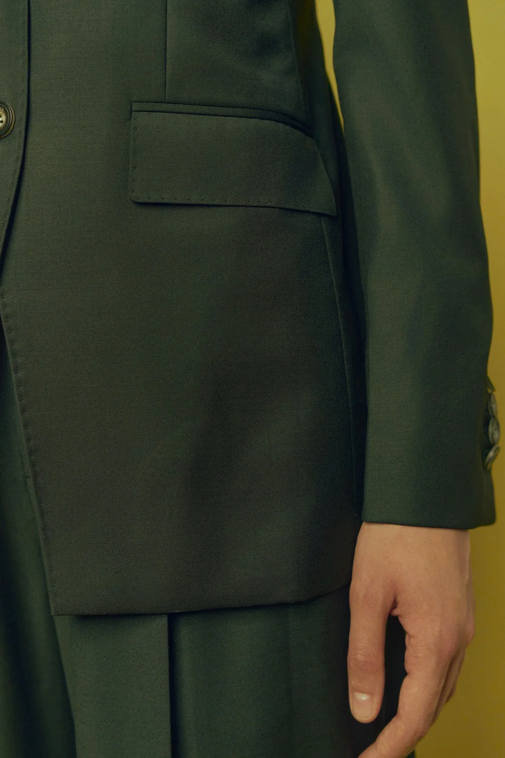 Forest Straight Single Breasted Poly Wool Blazer