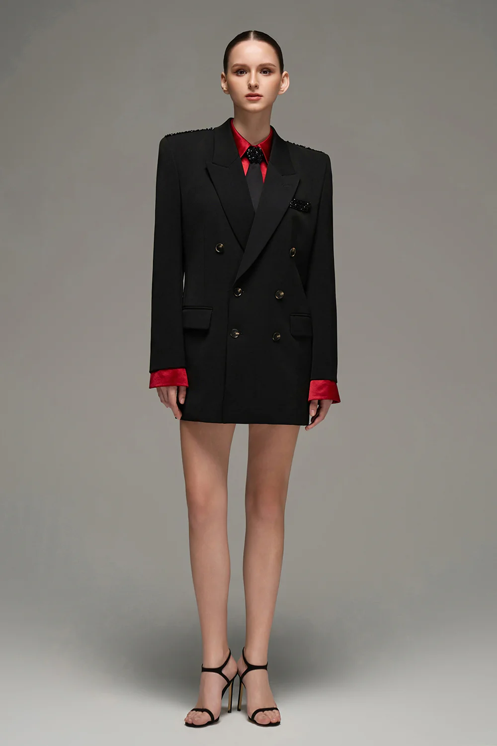 Claire Notched Rhinestone Blazer