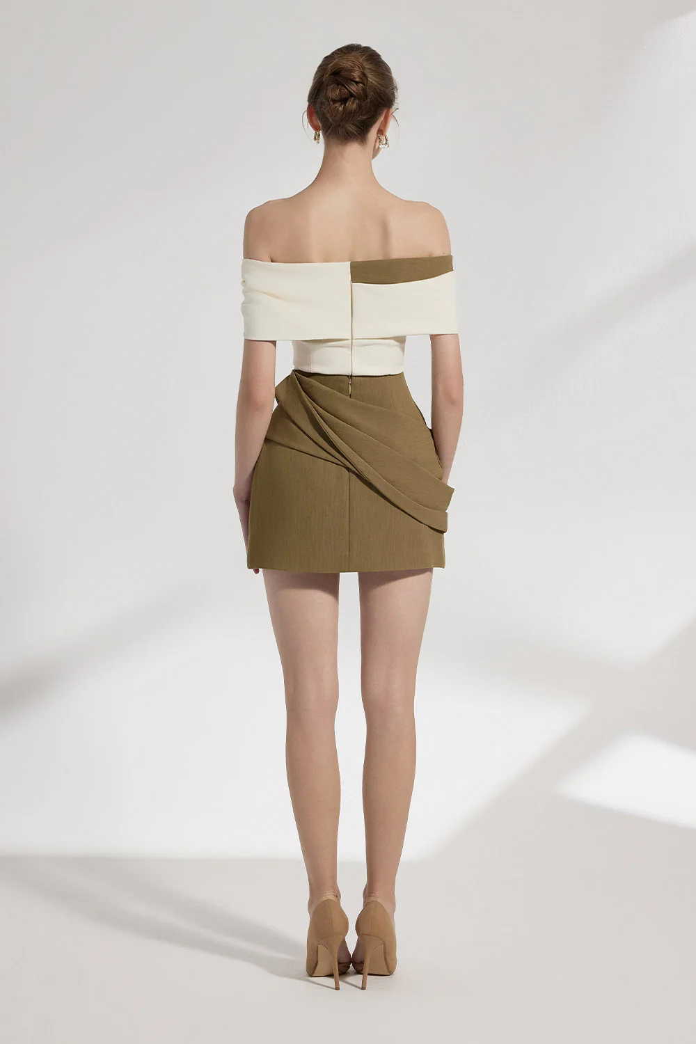 Naya A-line Pleated Cotton Twill Mini Skirt