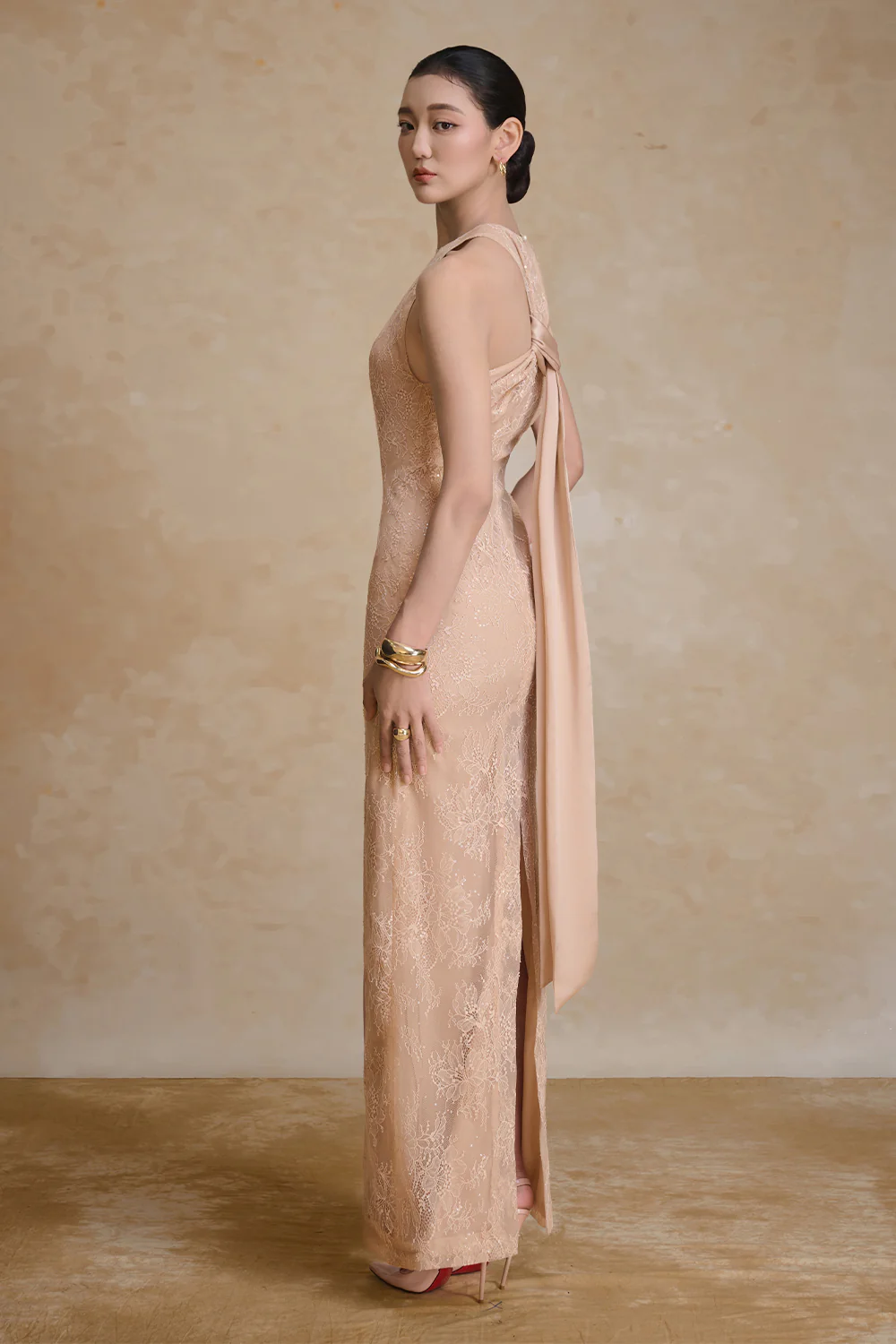 Gem Halter Lace Maxi Dress