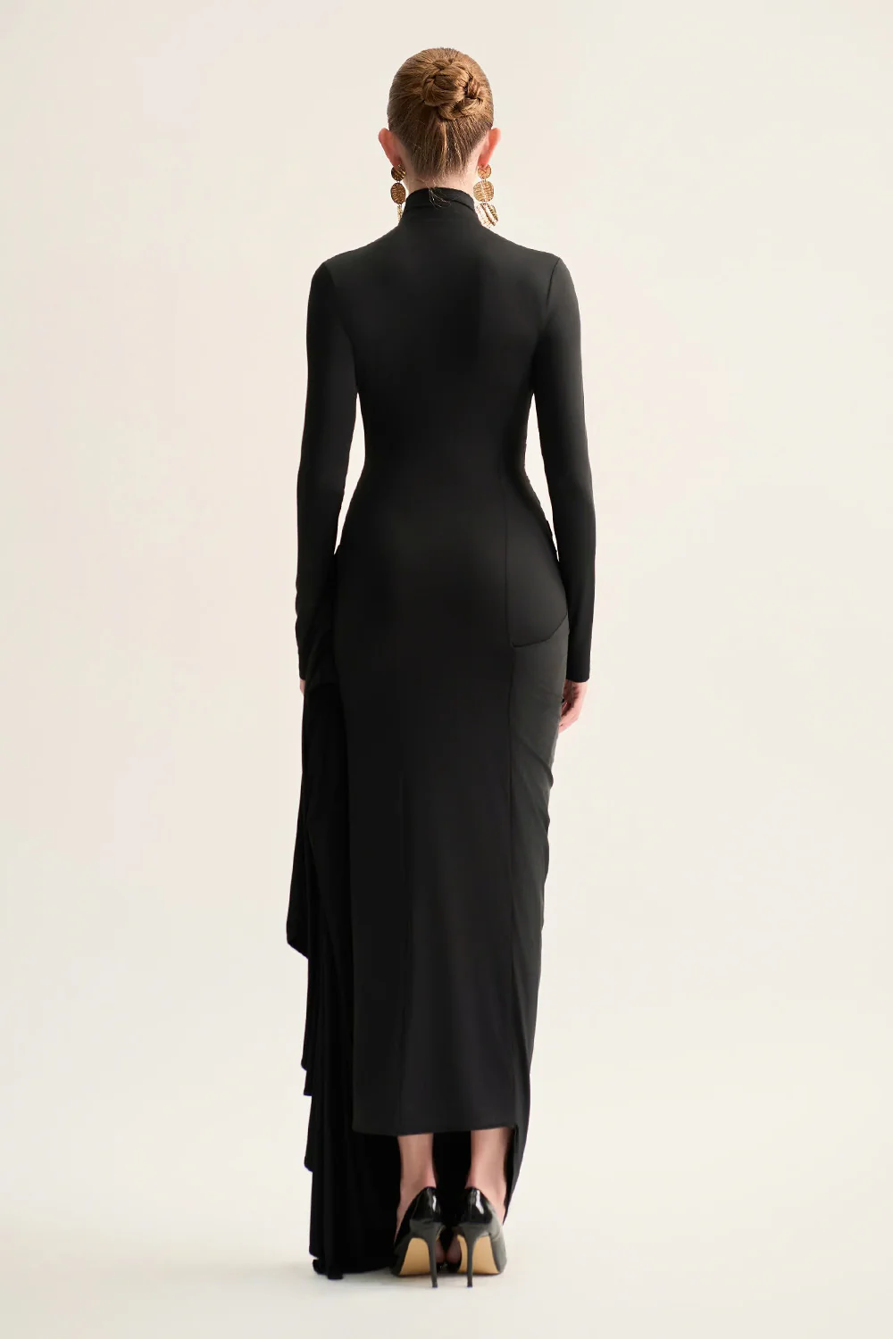 Lyra Sheath Turtle Neck Tencel Maxi Dress