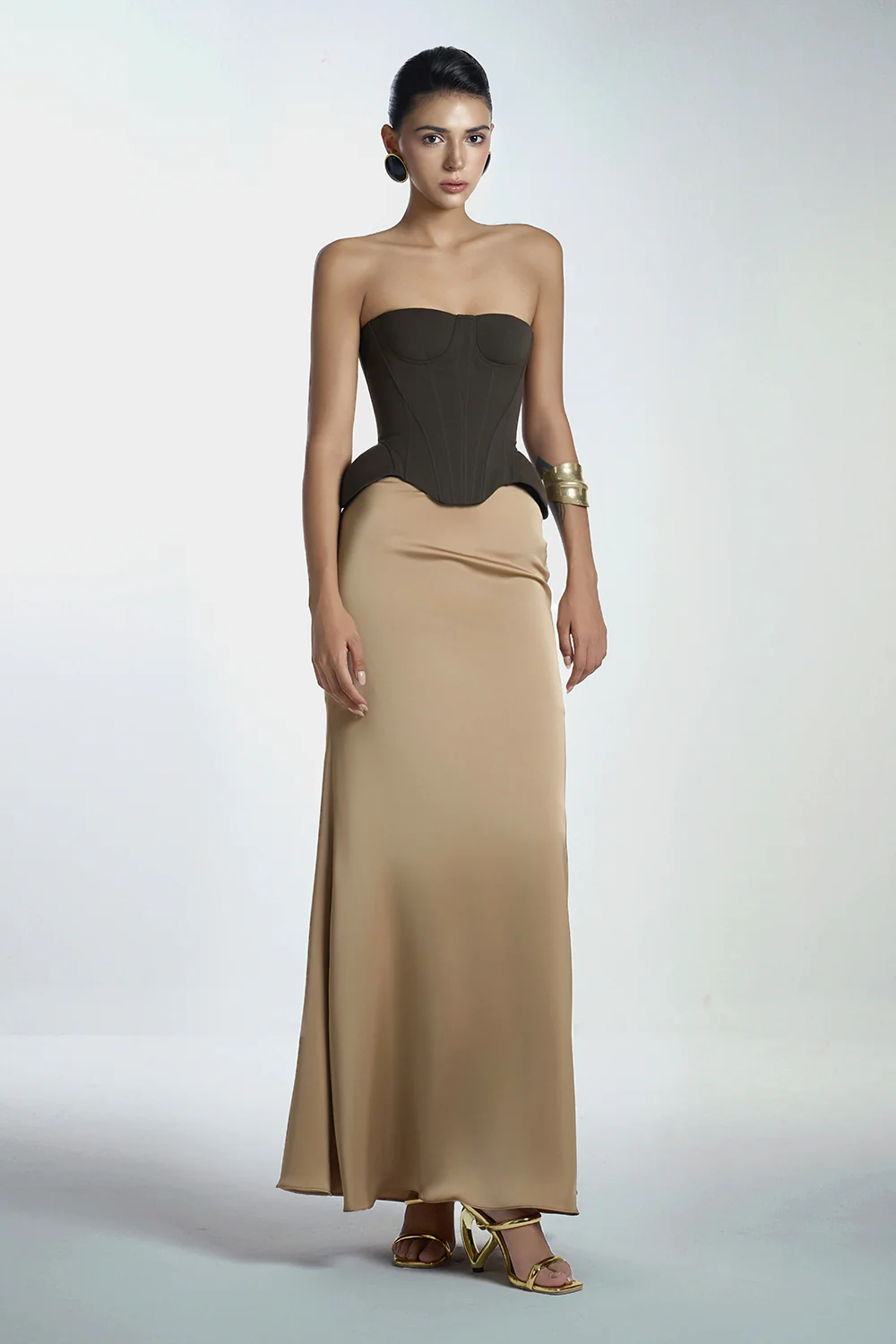 Iron Bodycon Chest Cup Crinkle Crepe Corset