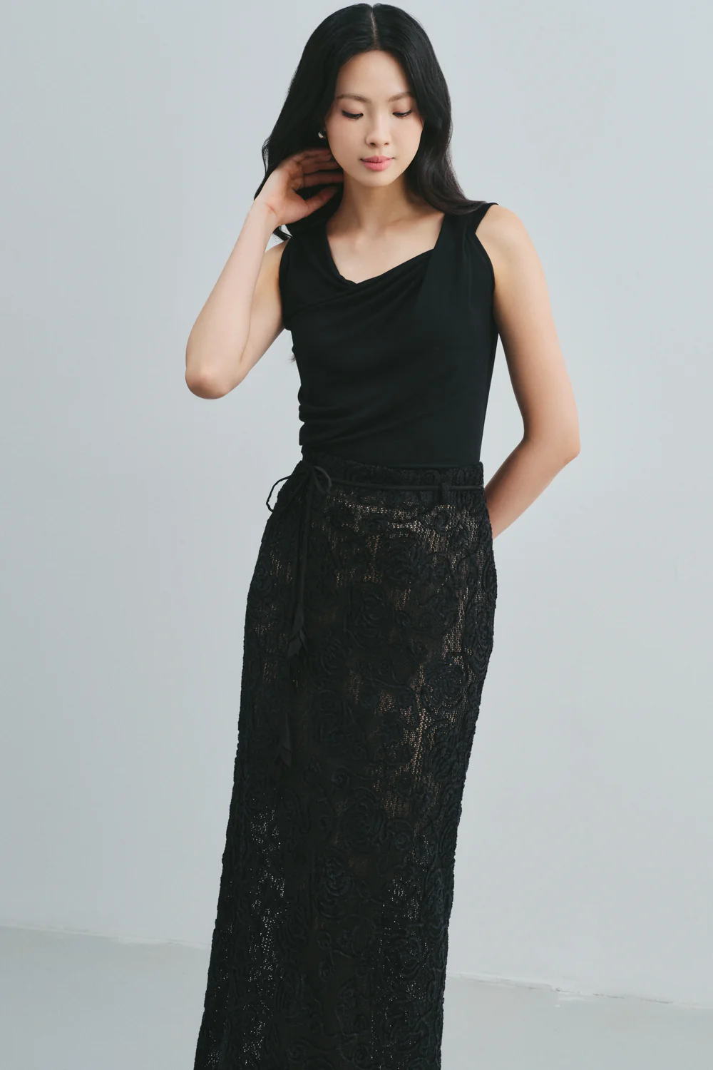 Areli Asymmetric Neck Draped Top