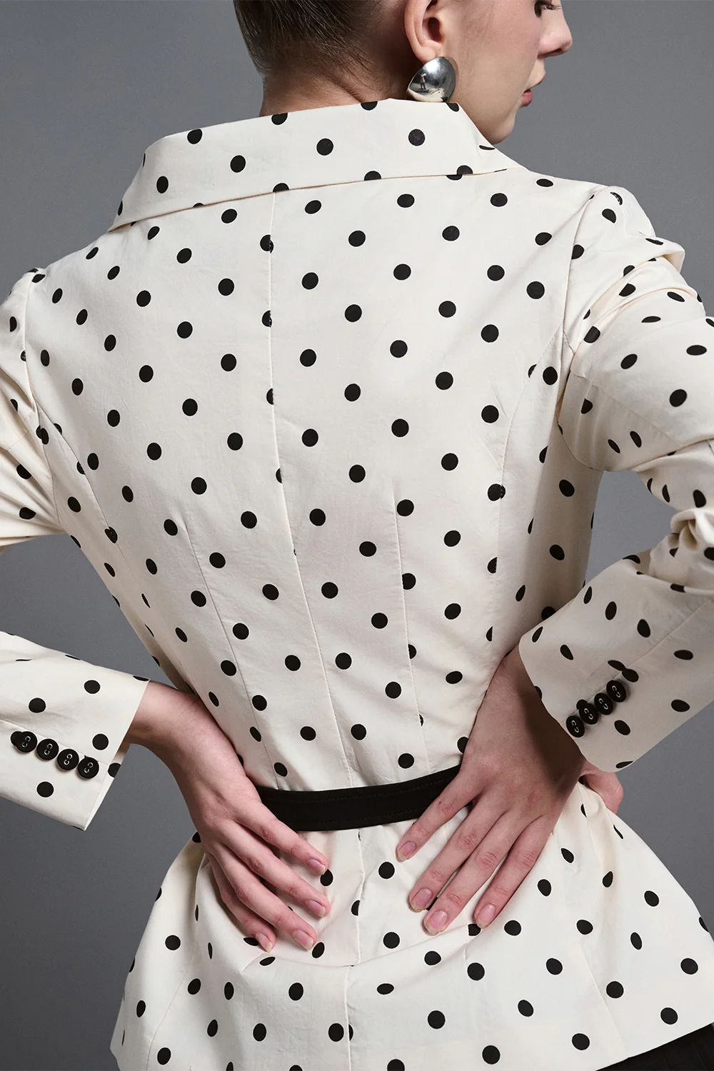 Rhea Peplum V-Neck Silk Cotton Blend Jacket