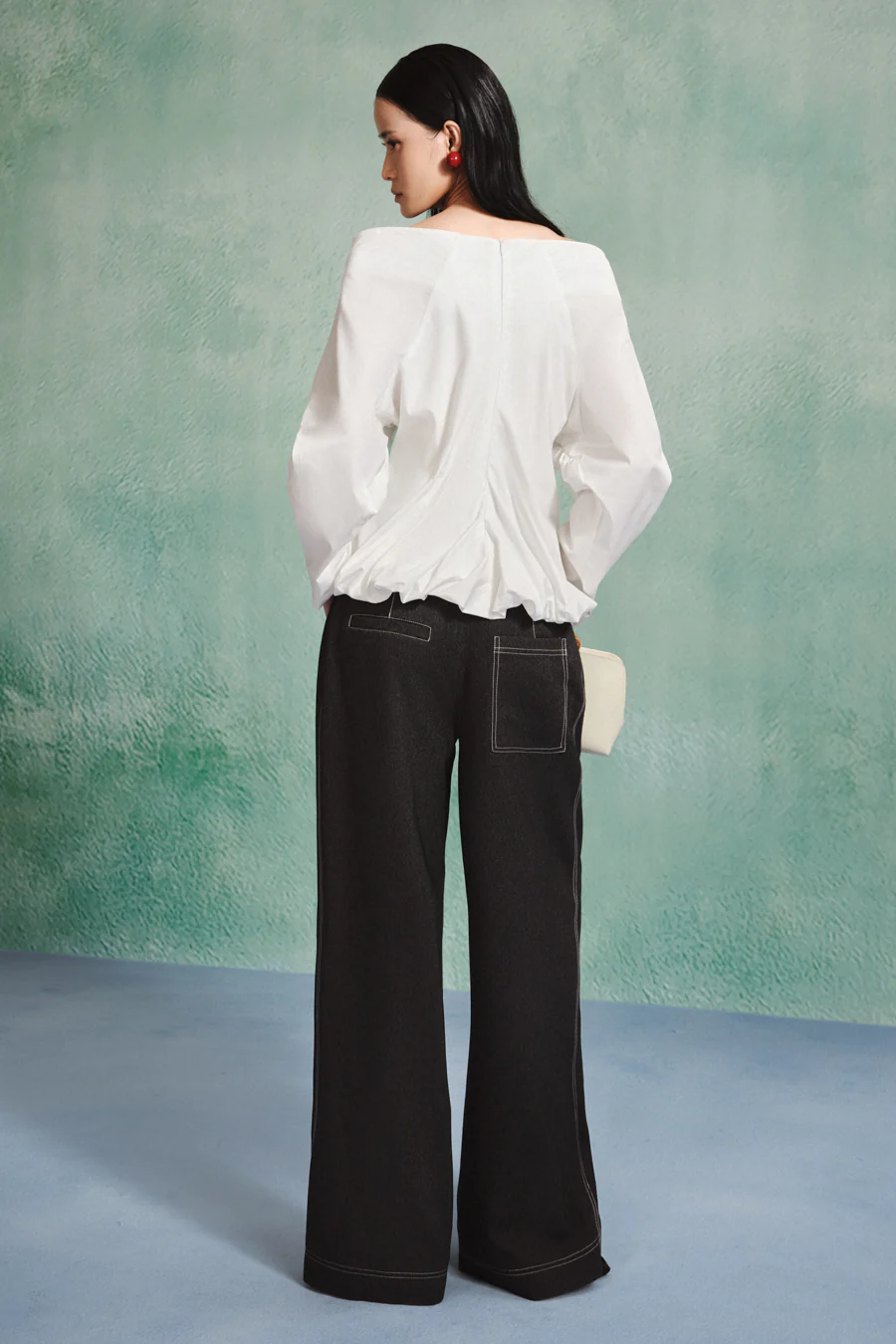 Kaisley Straight Patch Pocket Denim Maxi Pants