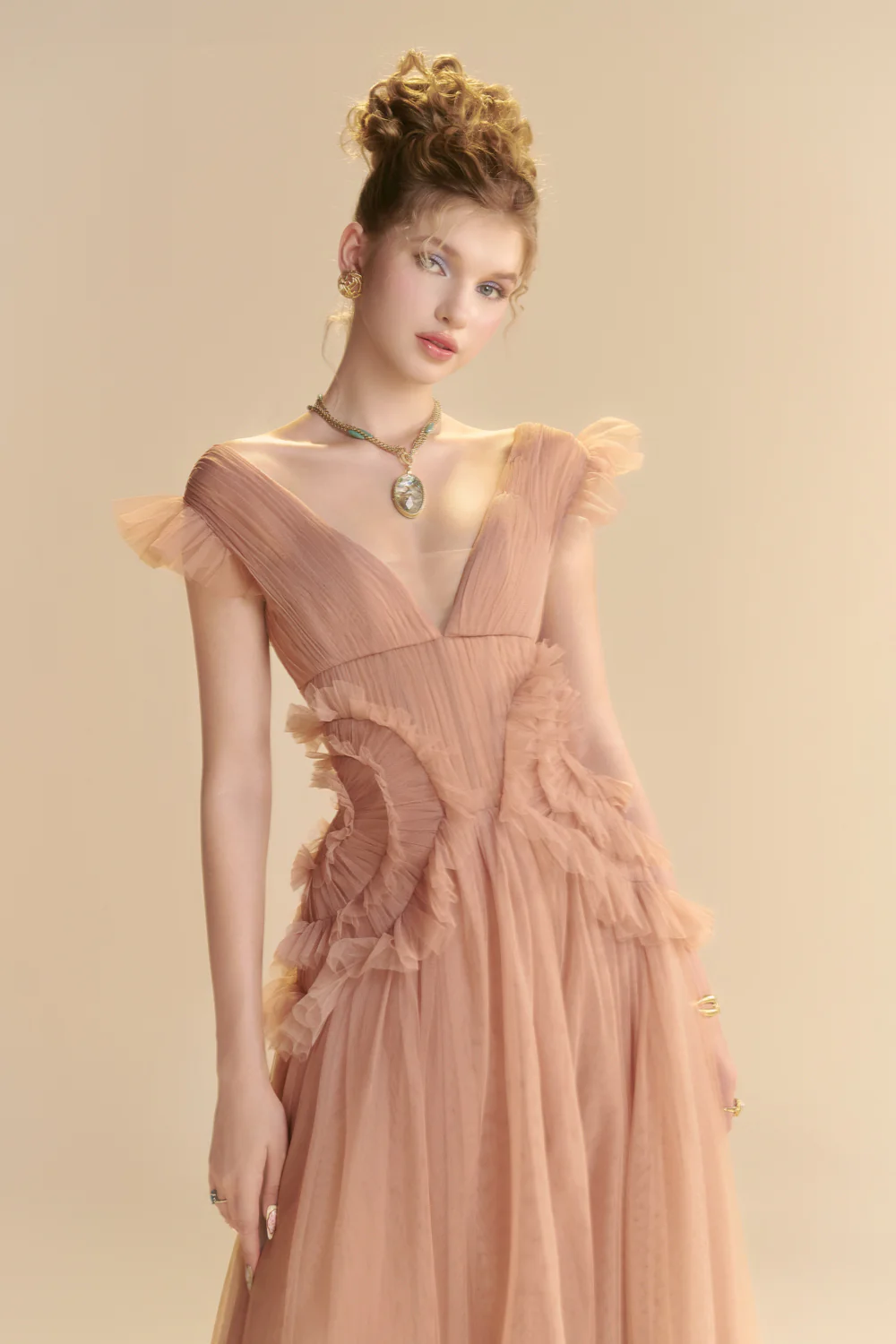 Saphara V-Neck Ruffle Maxi Dress