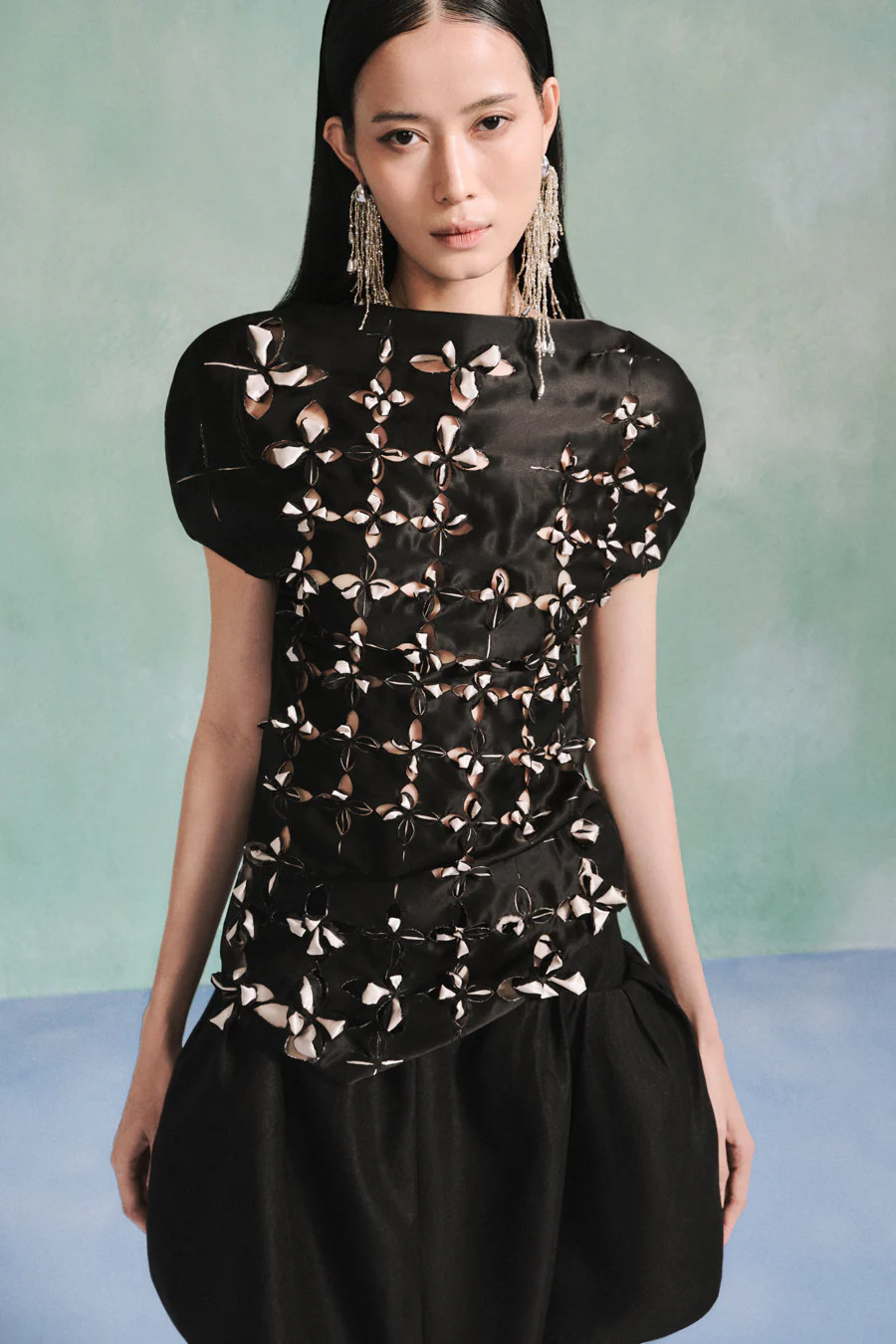 Mckenna Straight Boat Neck Satin Top