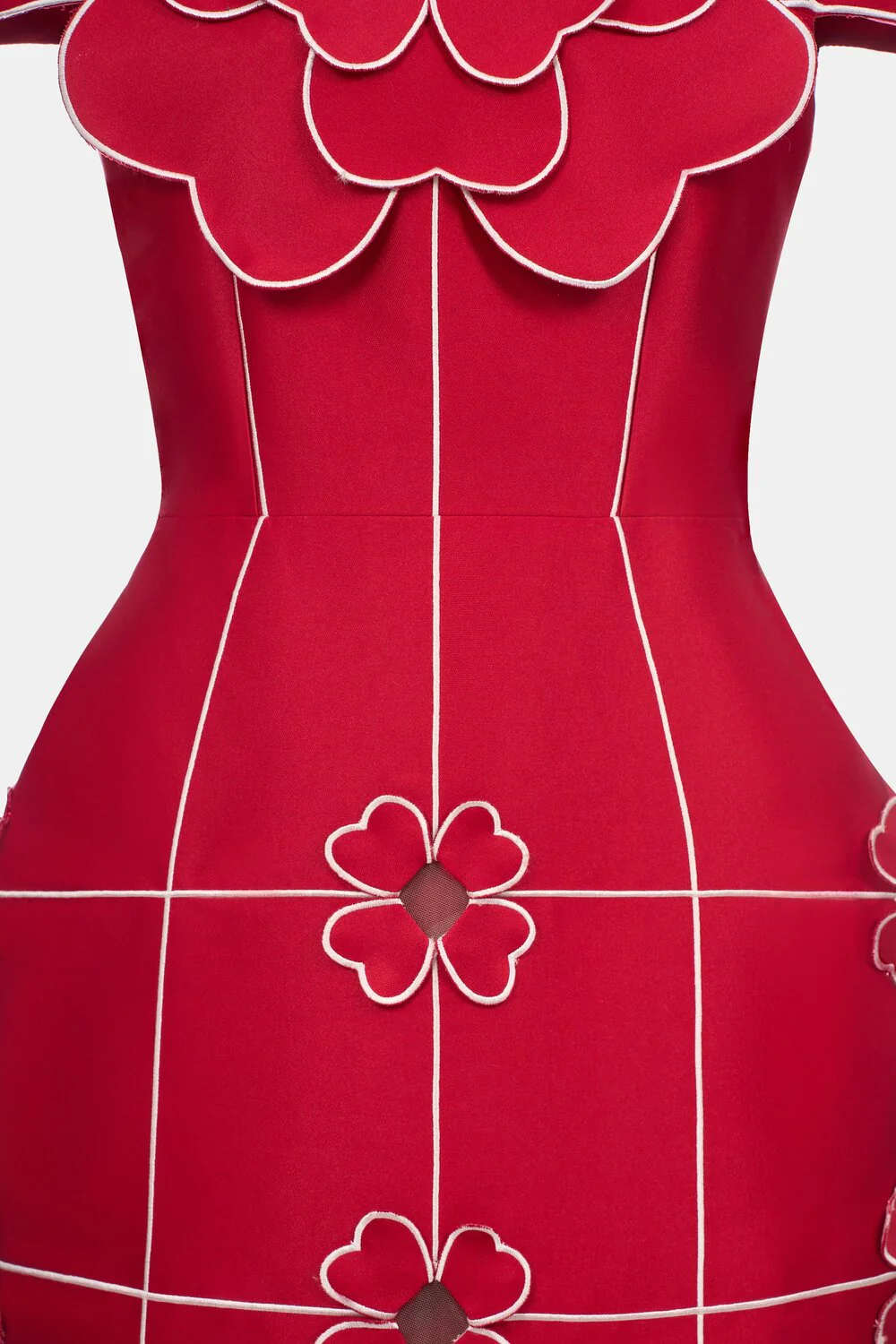 Solenya Pencil Flower Applique Taffeta Midi Dress