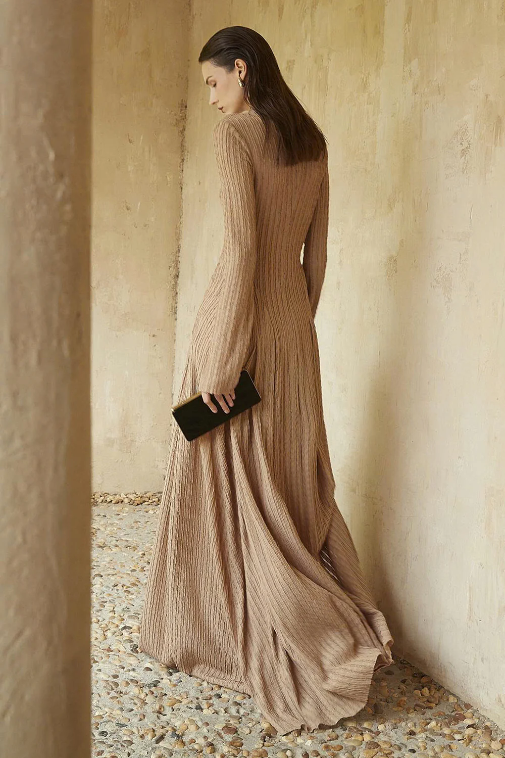 Delphi I Mock Neck Button Maxi Dress