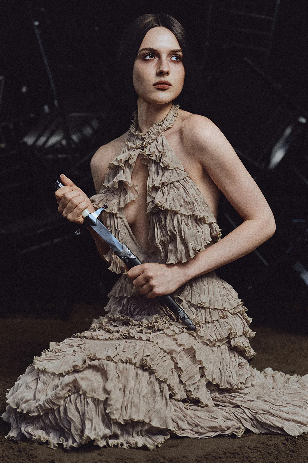 Cassandra Mermaid Ruffle Maxi Dress