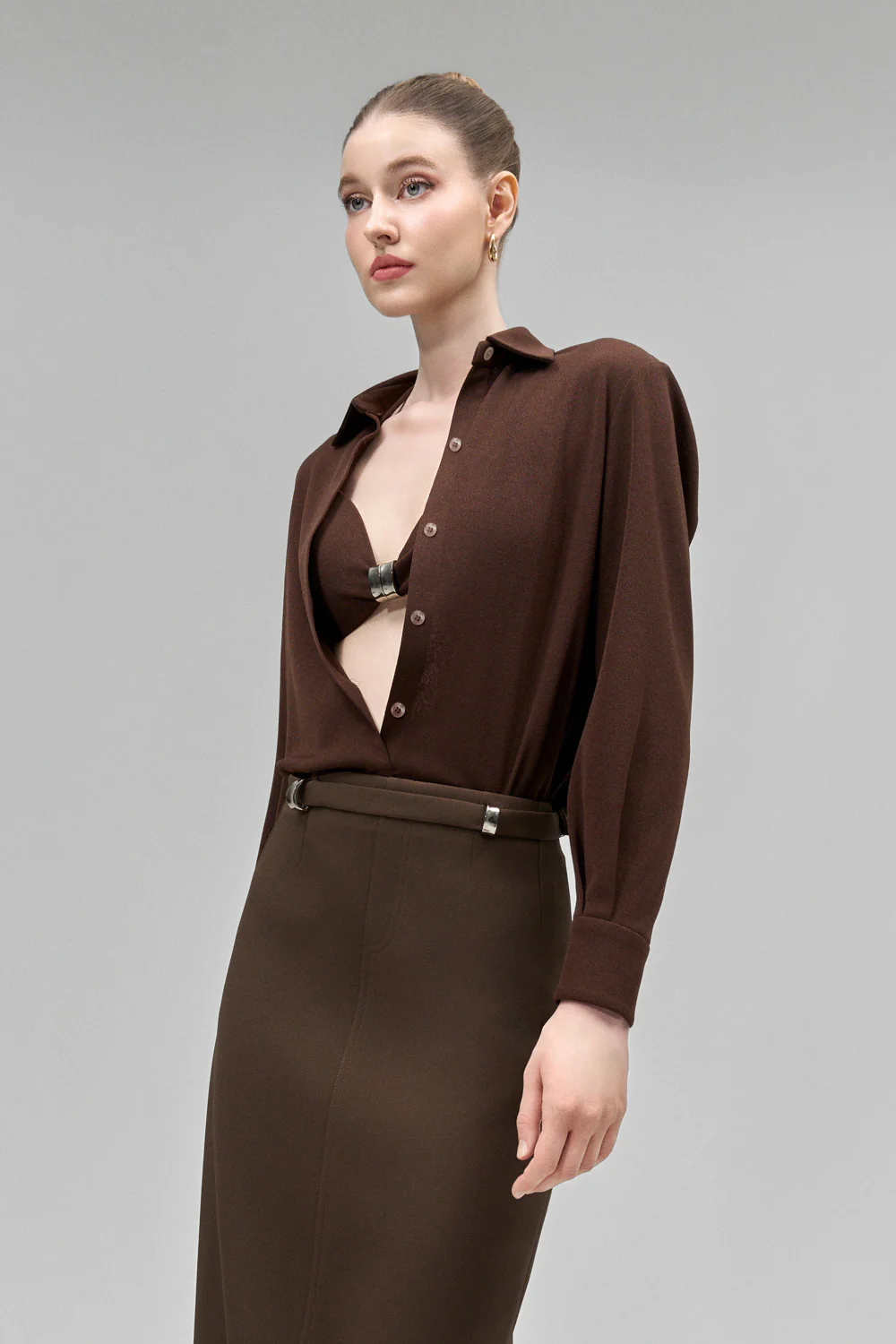 Sylvara Straight Collared Neck Jersey Shirt