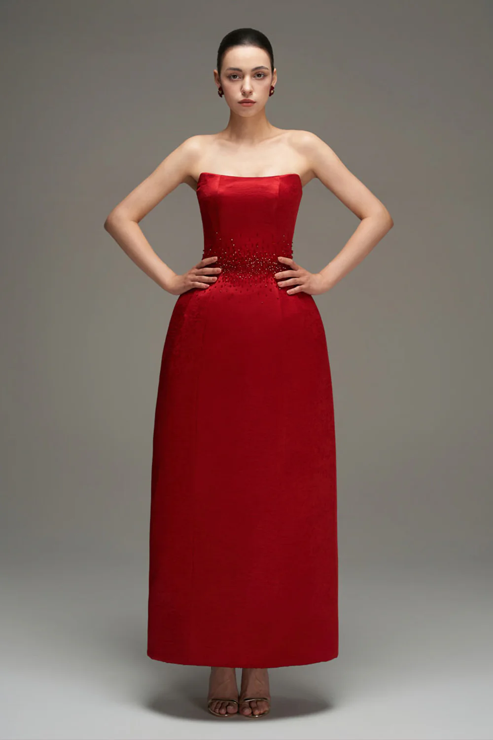 Thalia Sleeveless Taffeta Maxi Dress