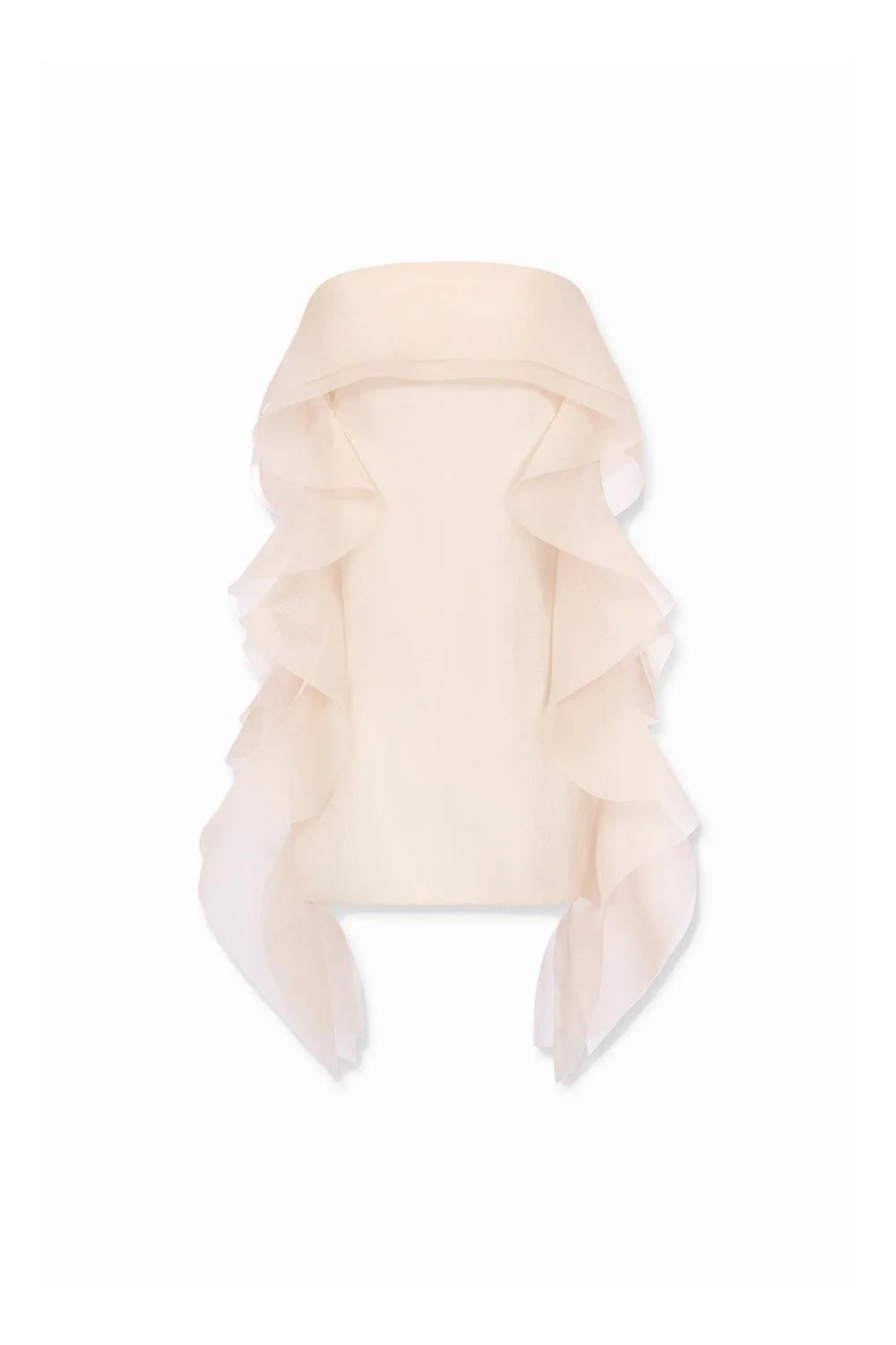 Ellie Strapless Extended Flap Crinkle Organza Mini Dress