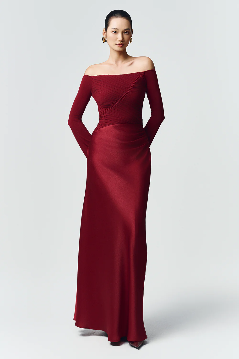 Phoenix Off-Shoulder Draped Maxi Dress