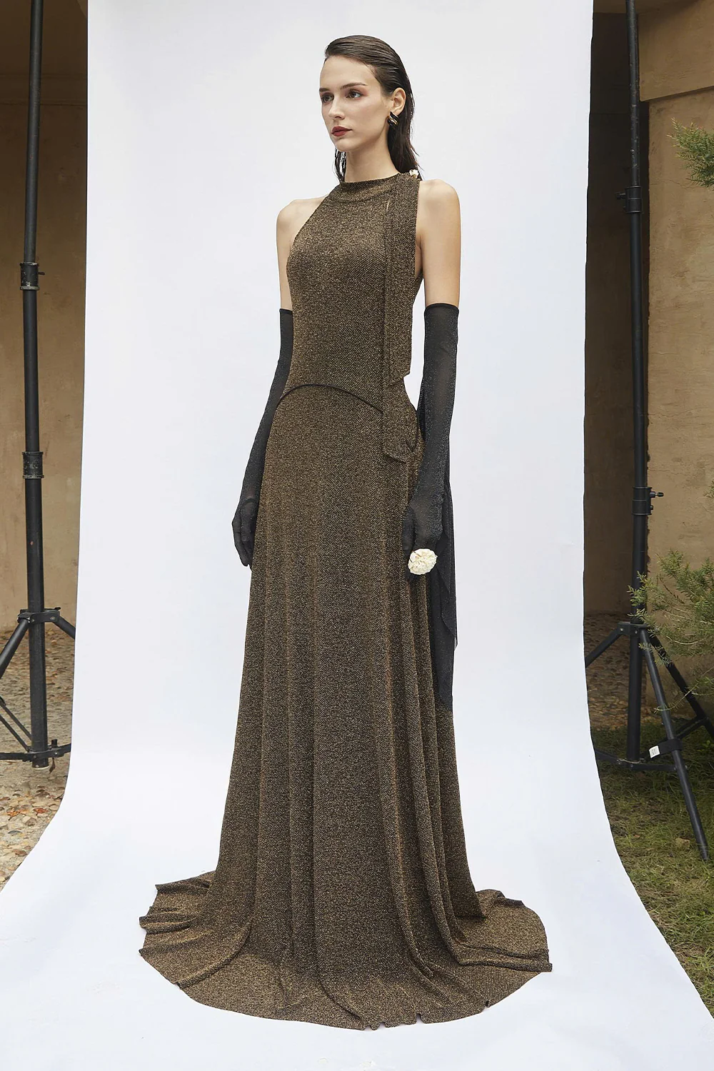 Lucinda Halter Neck Draped Maxi Dress