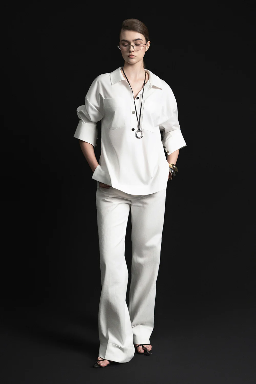 Feliz Straight Flared Denim Floor Length Pants