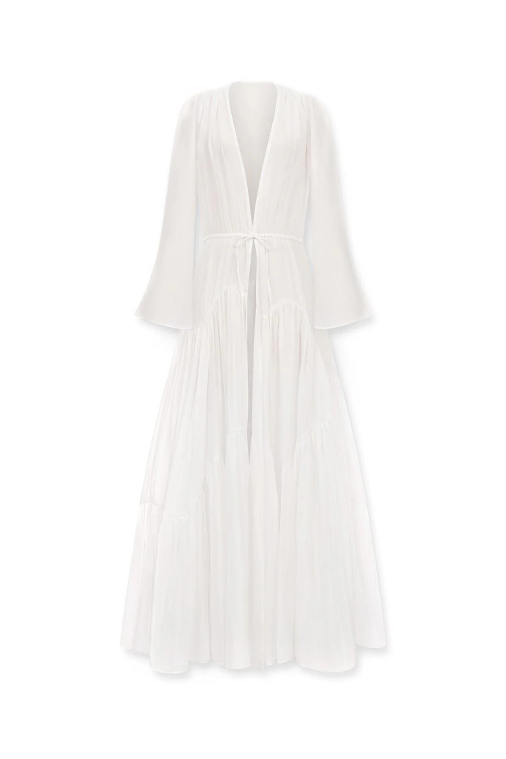 Jamie Tiered V-Neck Silk Chiffon Floor Length Robe