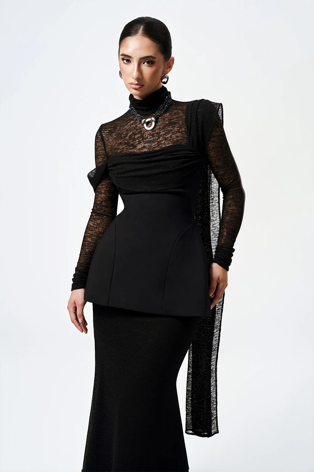 Myra Bodycon Turtle Neck Elastic Cotton Top