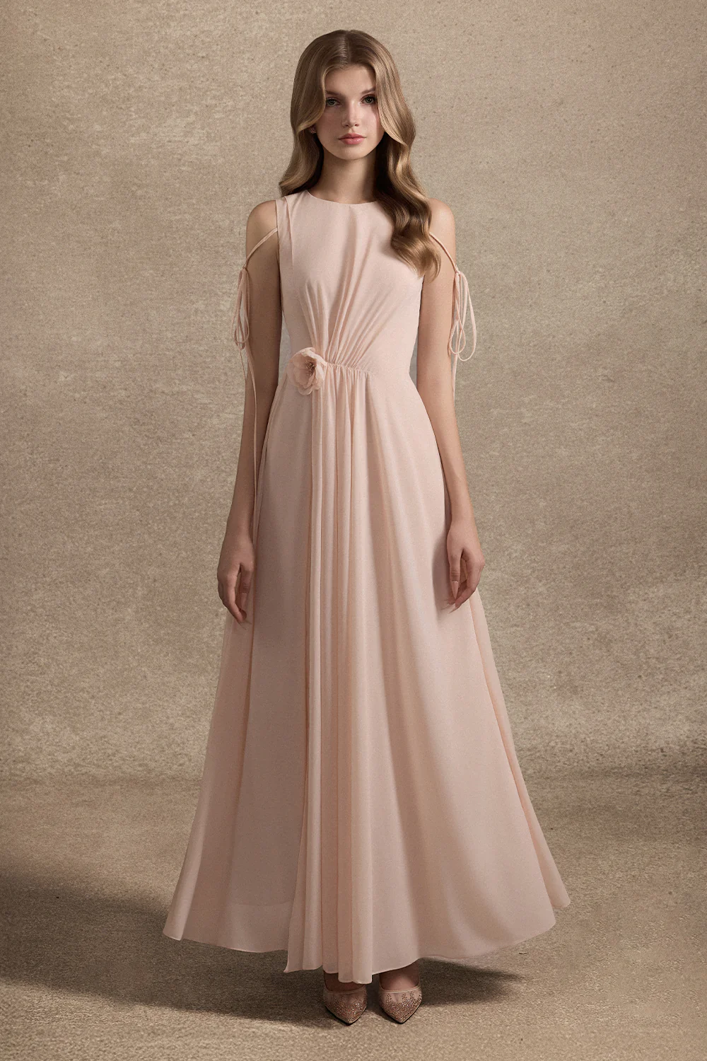 Serena Sleeveless Gathering Maxi Dress