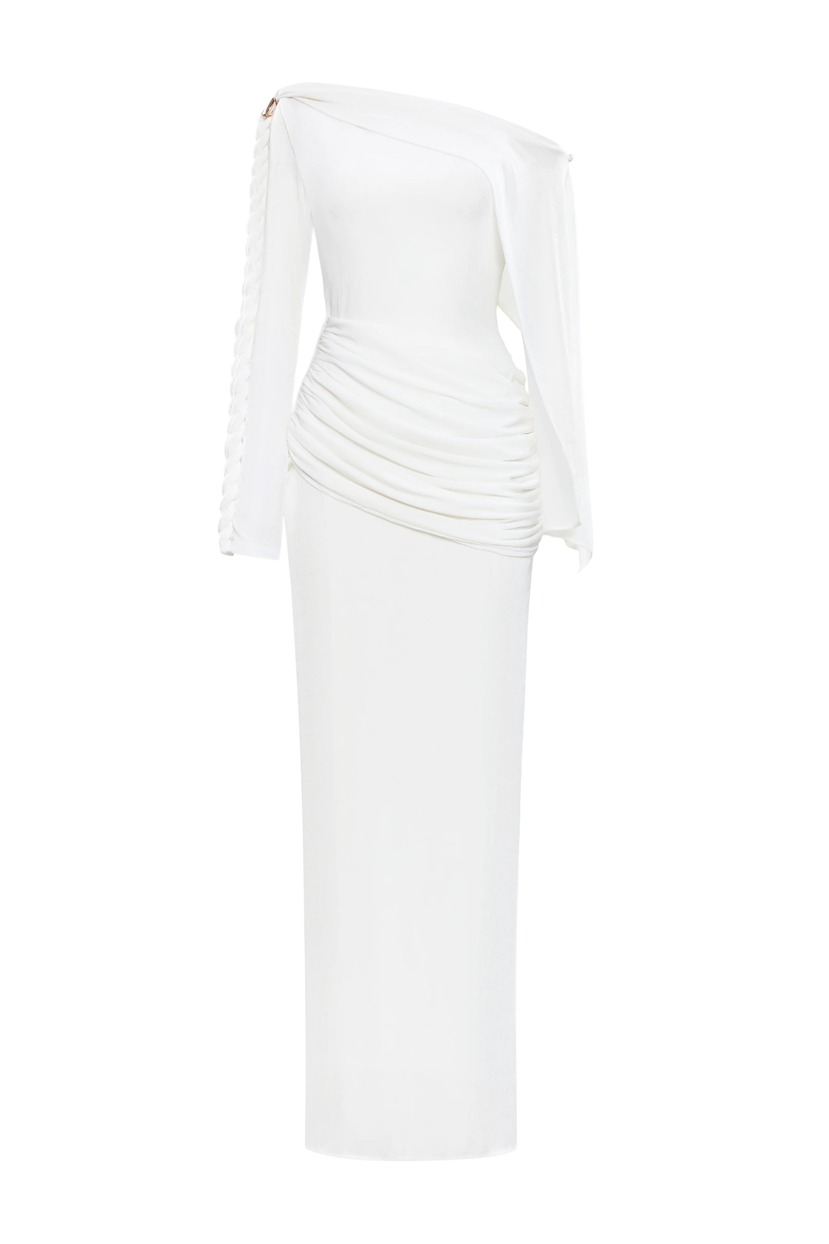 Éloress Sheath Asymmetric Sleeved Spandex Maxi Dress