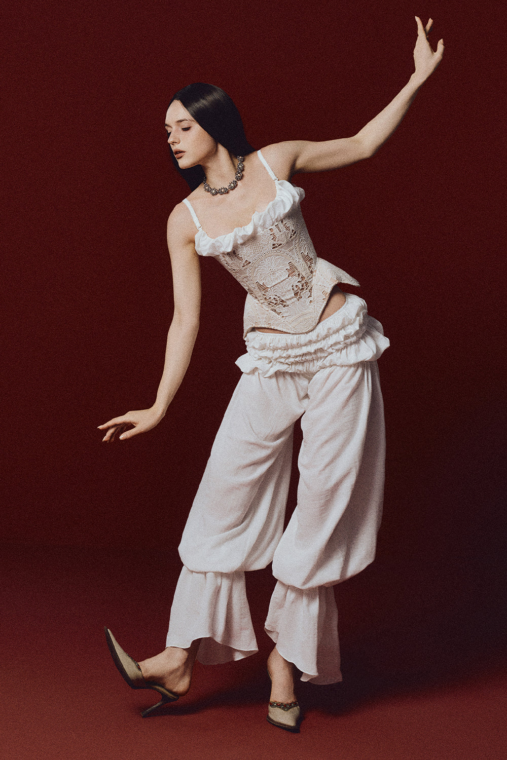 Venetian Peplum Embroidery Top