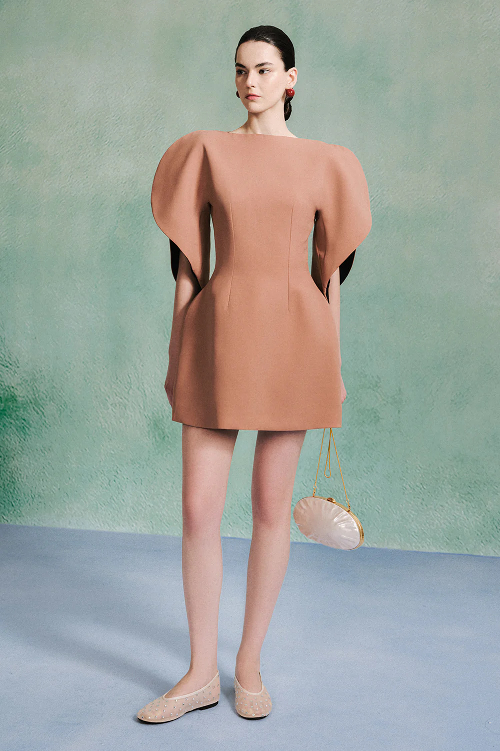 Monica A-line Puffy Sleeved Twill Mini Dress