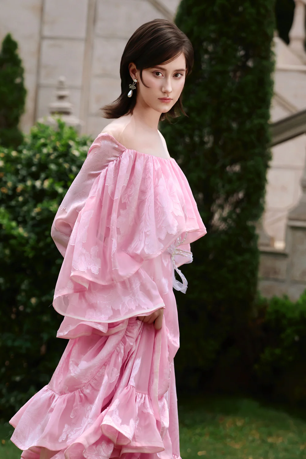 Artemis Bell Sleeve Gathering Maxi Dress