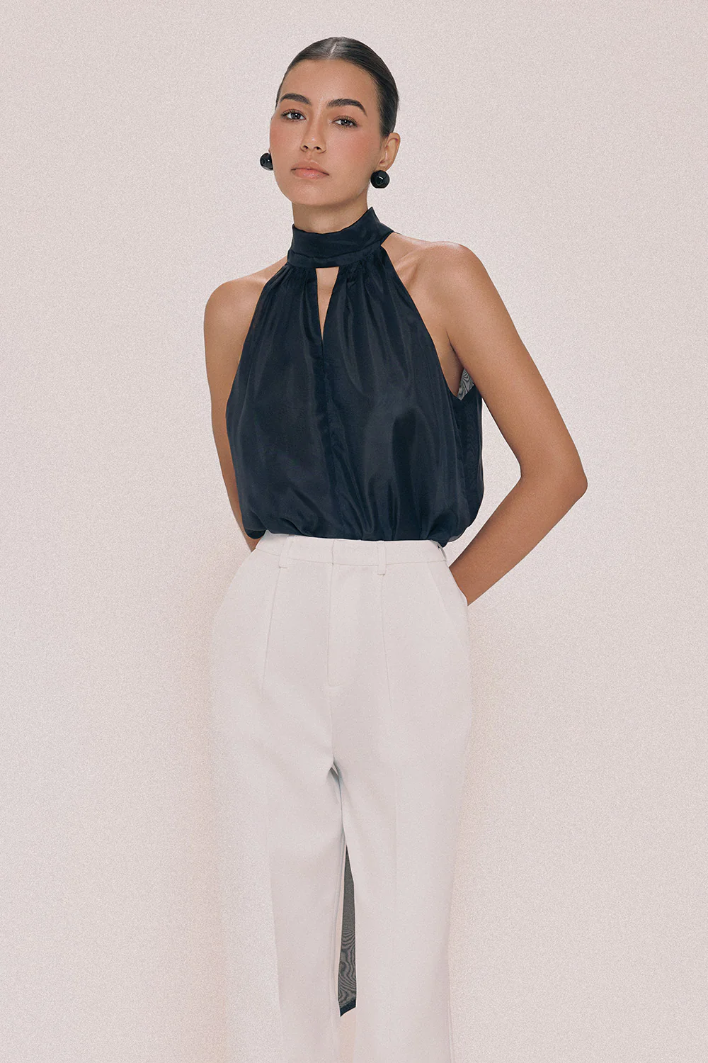 Bobby Straight Scarf Neck Chiffon Top