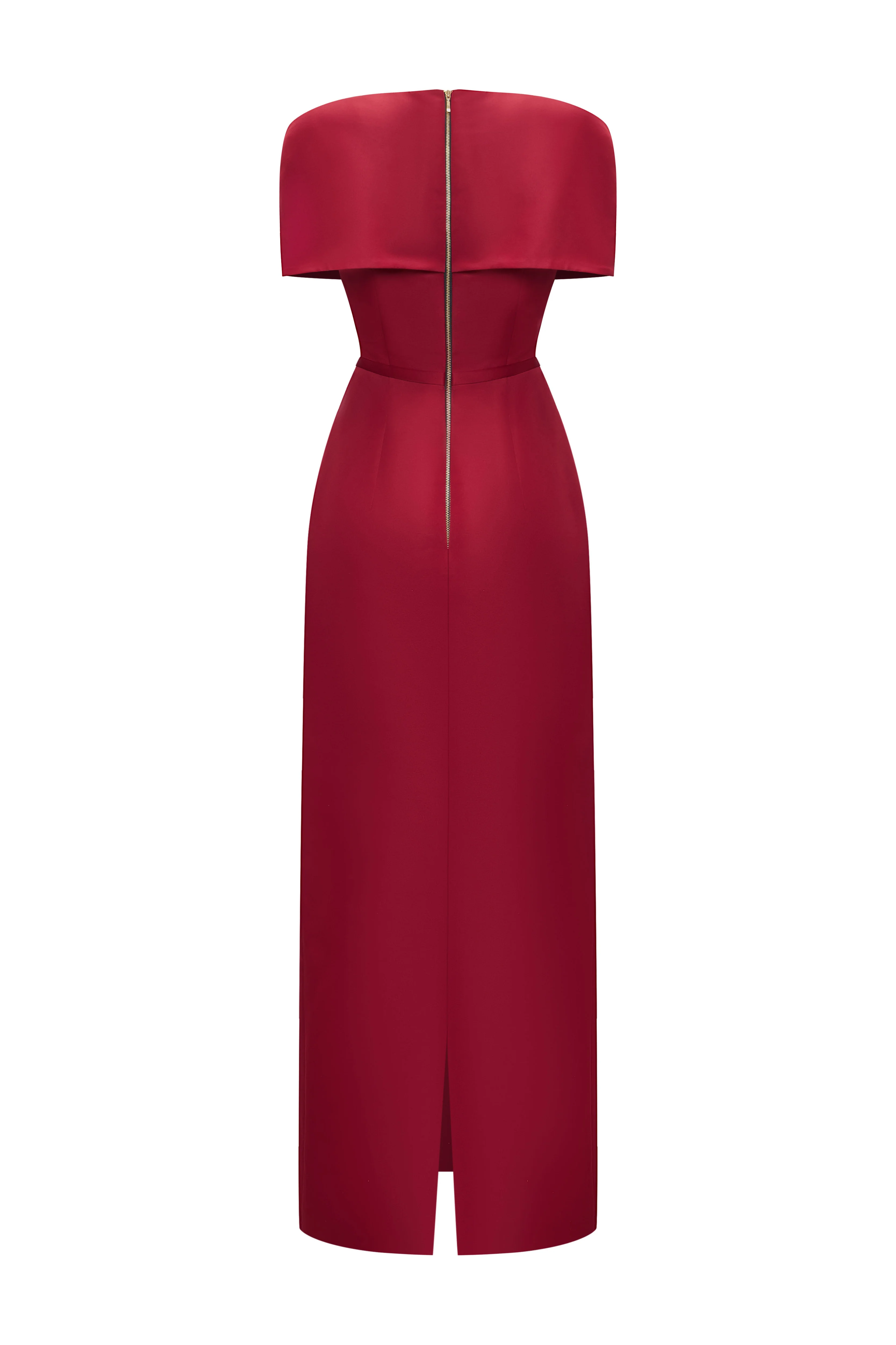 Fiorelle Sheath Cape Sleeved Satin Maxi Dress