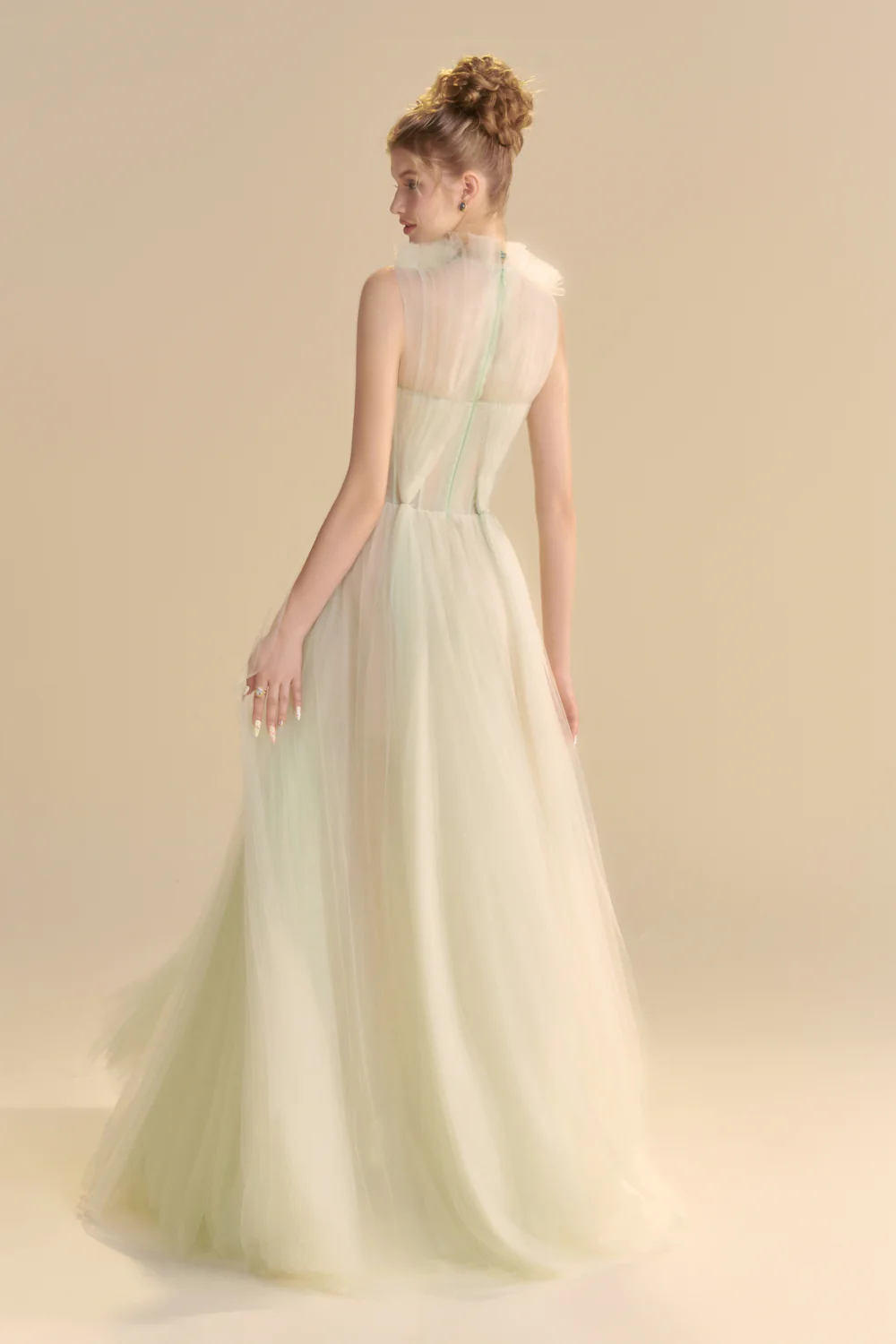 Delysia High Neck Gathering Maxi Dress