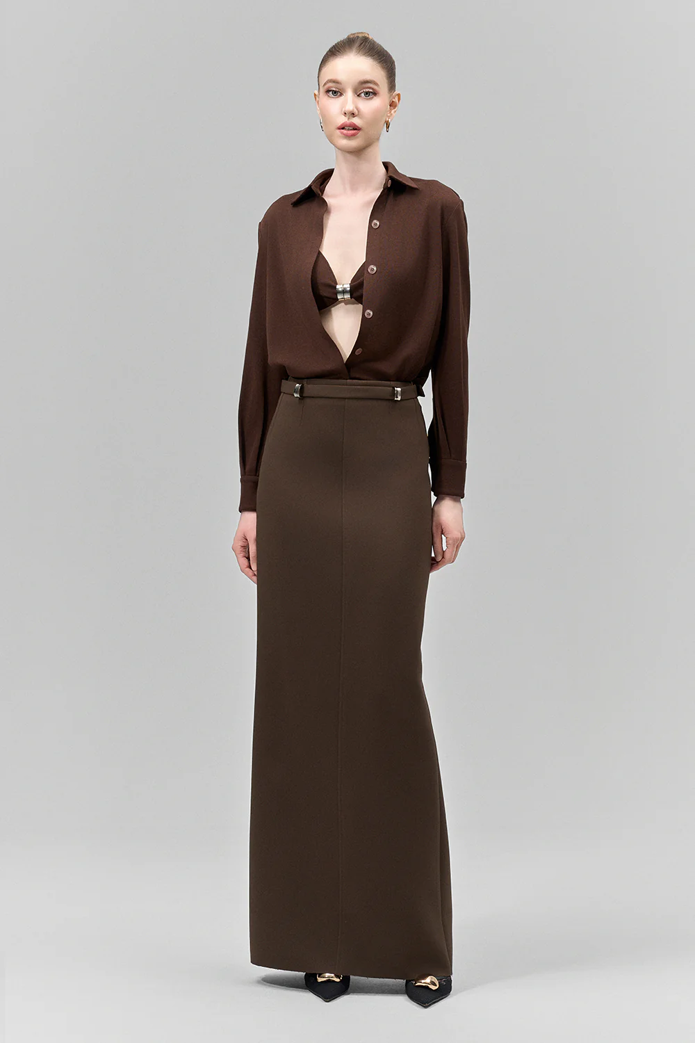 Sylvara Straight Collared Neck Jersey Shirt