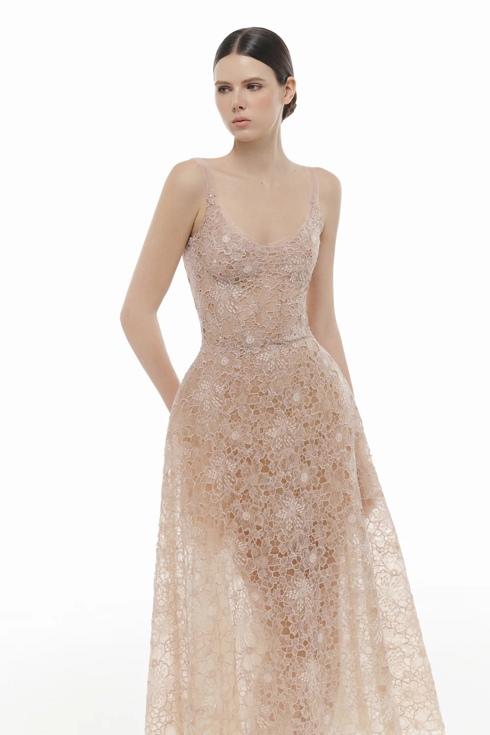 Coralie Scoop Applique Midi Dress