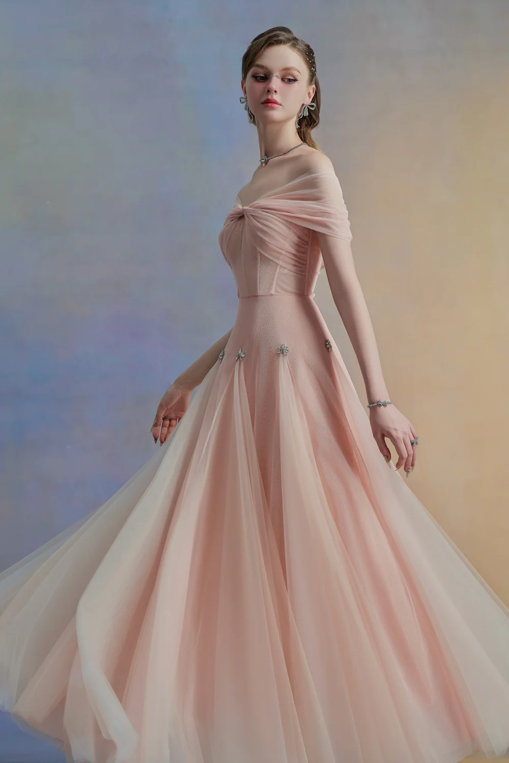 Iriséa A-line Corset Waist Tulle Ankle Length Dress