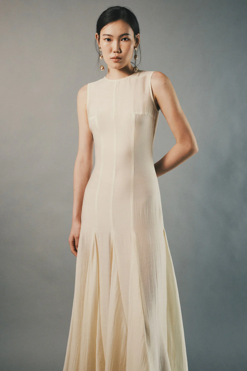 Stillwind Round Neck Draped Maxi Dress