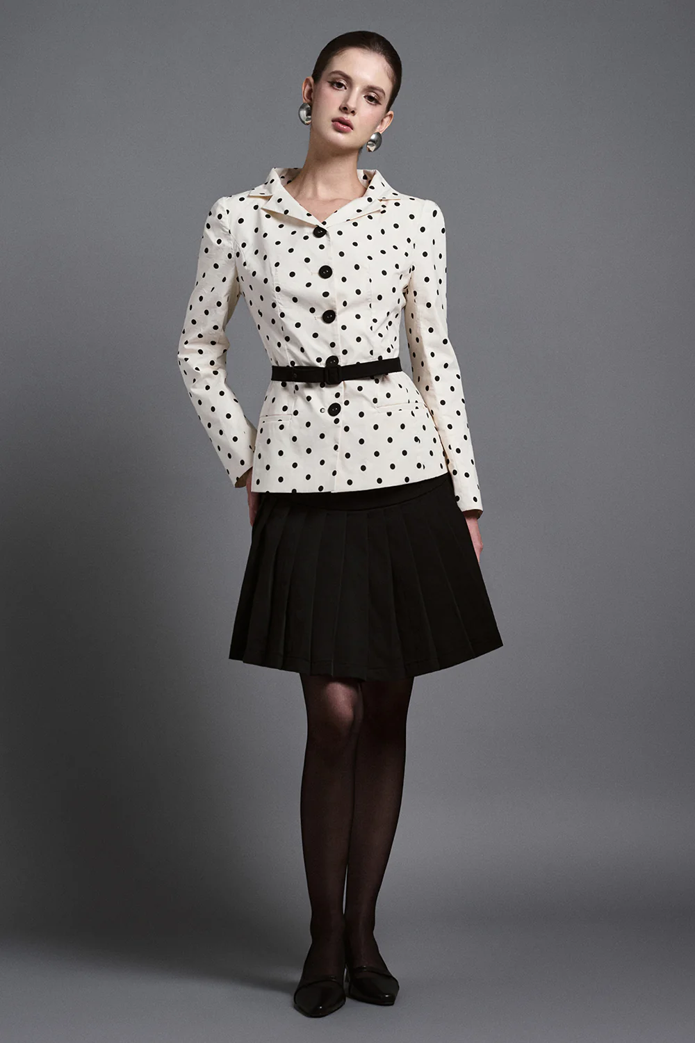 Rhea Peplum V-Neck Silk Cotton Blend Jacket