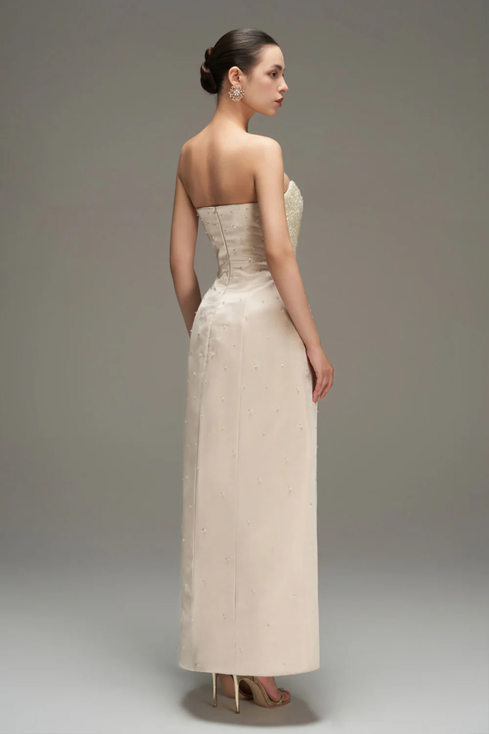 Bria Cape Sleeve Taffeta Maxi Dress