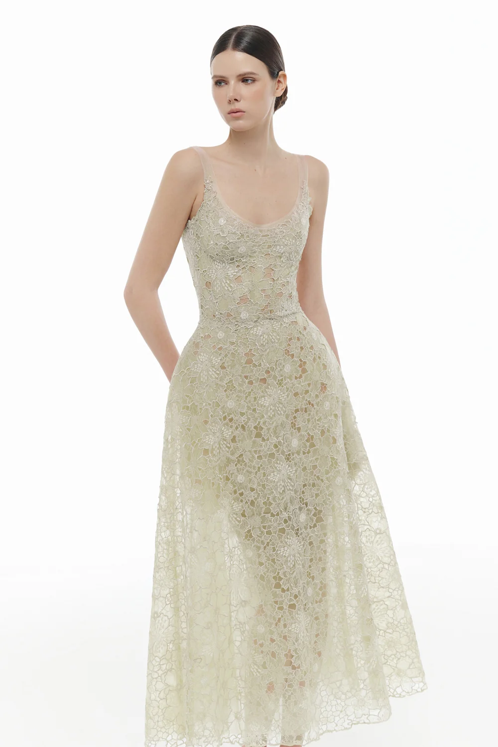 Coralie Scoop Applique Midi Dress