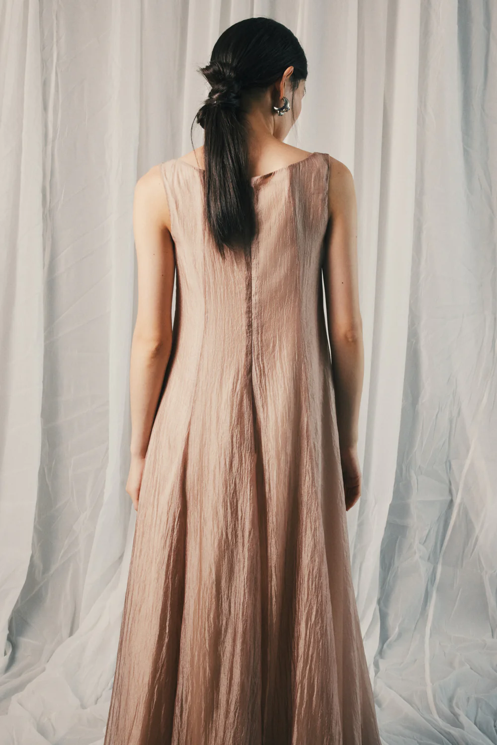 Soft Ember Scoop Neck Draped Maxi Dress